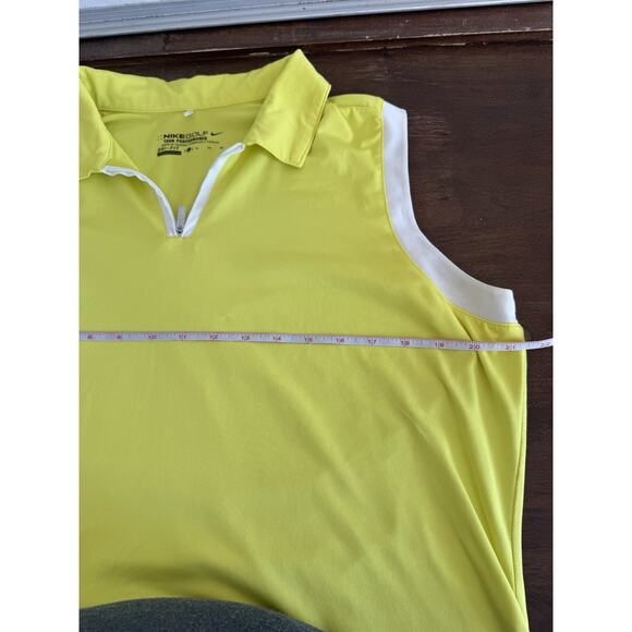 Nike Women's Golf Polo Shirt Tank Size XL Dri-Fit Sport Sleeveless Yellow White - Picture 11 of 11